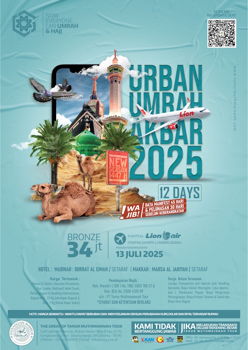 Paket Umroh 12 hari: 13 Juli 2025 bersama Tanur Muthmainnah Tour