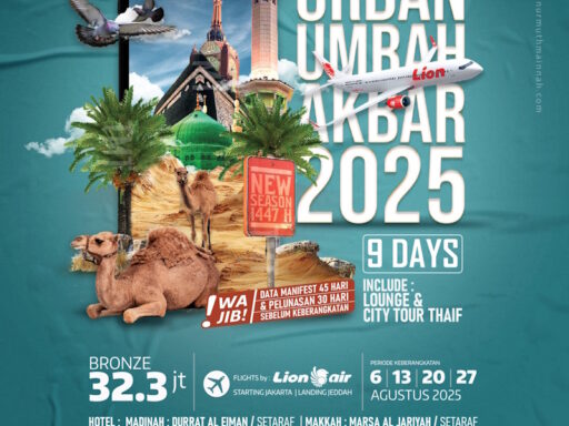 Umroh 9 hari: 6 Agustus 2025, 13 Agustus 2025, 20 Agustus 2025, 27 Agustus 2025